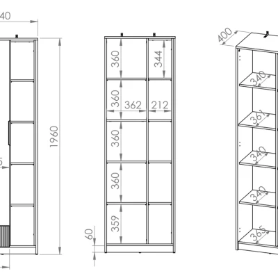 Policová skříň 64 ARANA - bílá / dub castello / grafitová