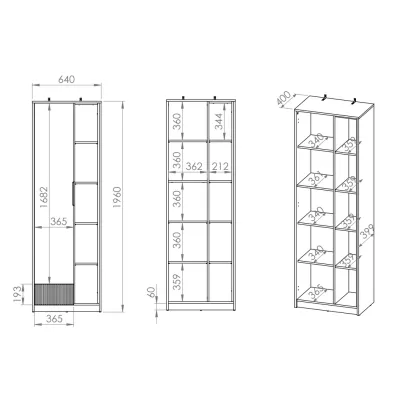 Policová skříň 64 ARANA - bílá / dub castello / grafitová
