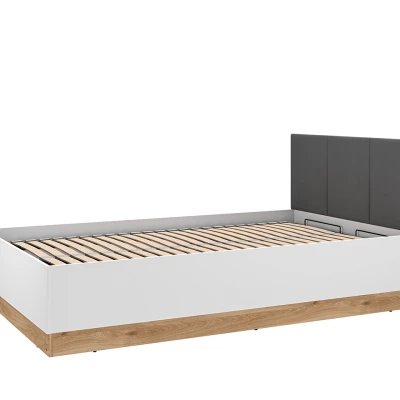Jednolůžková postel 120x200 ARANA s úložným prostorem - bílá / dub castello / grafitová
