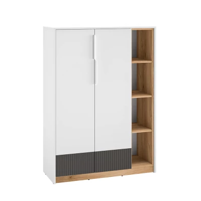 Komoda s dvířky ARANA - bílá / dub castello / grafitová