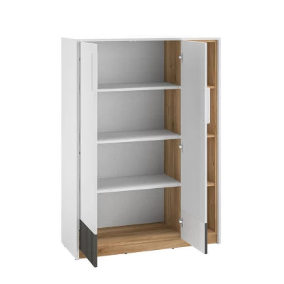 Komoda s dvířky ARANA - bílá / dub castello / grafitová