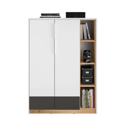 Komoda s dvířky ARANA - bílá / dub castello / grafitová