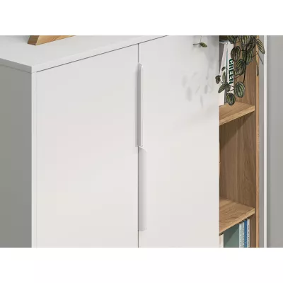 Komoda s dvířky ARANA - bílá / dub castello / grafitová