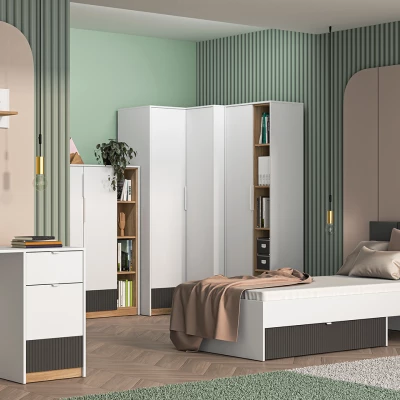 Komoda s dvířky ARANA - bílá / dub castello / grafitová