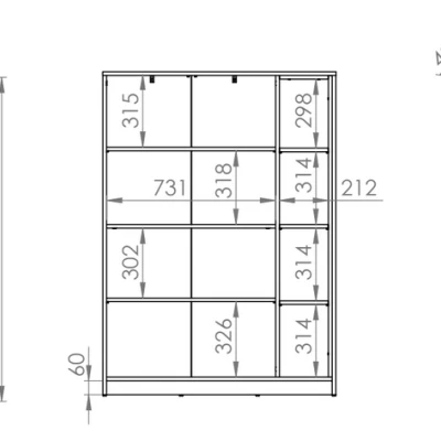 Komoda s dvířky ARANA - bílá / dub castello / grafitová