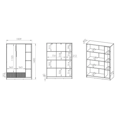 Komoda s dvířky ARANA - bílá / dub castello / grafitová