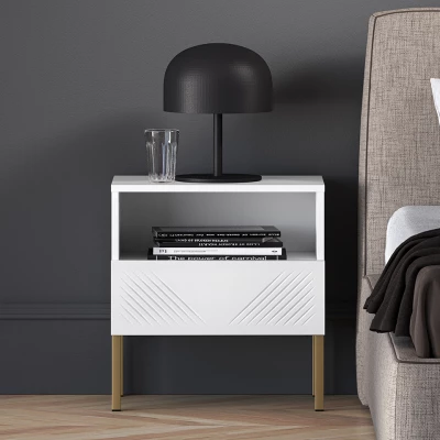 Noční stolek ADELE 2 - bílý / zlatý