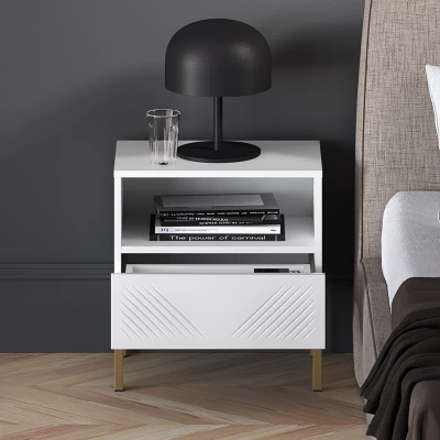 Noční stolek ADELE 2 - bílý / zlatý