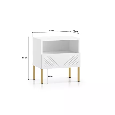 Noční stolek ADELE 2 - bílý / zlatý