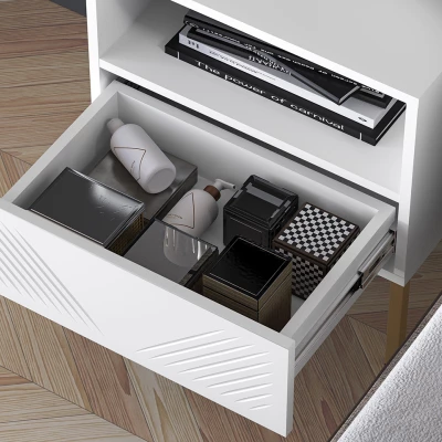 Noční stolek ADELE 2 - bílý / zlatý