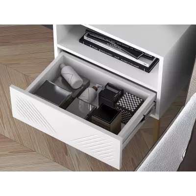 Noční stolek ADELE 2 - bílý / zlatý