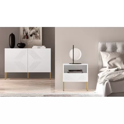Noční stolek ADELE 2 - bílý / zlatý