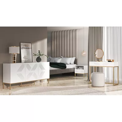 Noční stolek ADELE 2 - bílý / zlatý
