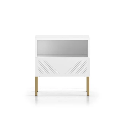 Noční stolek ADELE 2 - bílý / zlatý