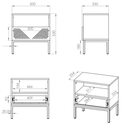 Noční stolek ADELE 3 - bílý / černý