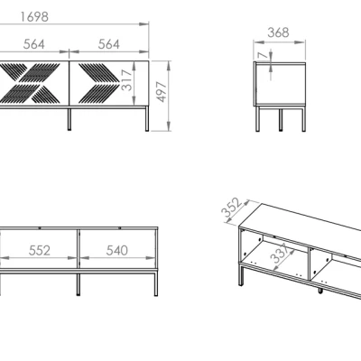 Televizní stolek ADELE 2 - bílý / černý