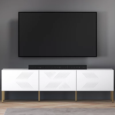 Televizní stolek ADELE 2 - bílý / zlatý