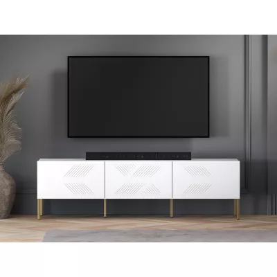 Televizní stolek ADELE 2 - bílý / zlatý