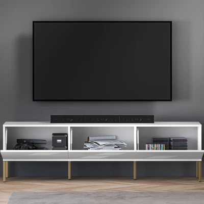 Televizní stolek ADELE 2 - bílý / zlatý