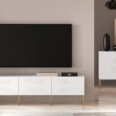 Televizní stolek ADELE 2 - bílý / zlatý