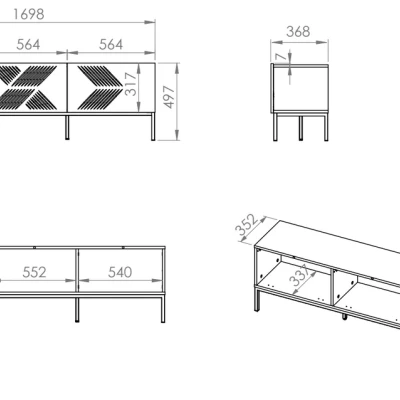 Televizní stolek ADELE 3 - bílý / černý