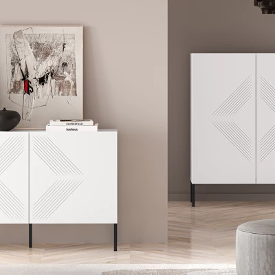 Dvoudveřová komoda ADELE 2 - bílá / černá