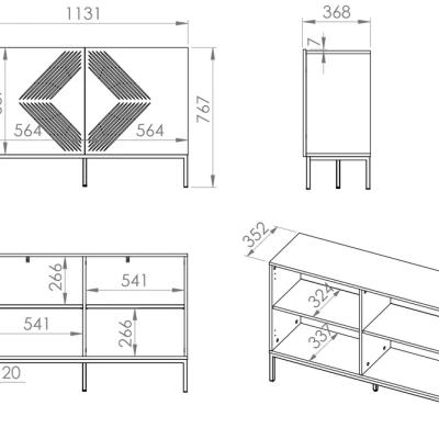 Dvoudveřová komoda ADELE 2 - bílá / černá