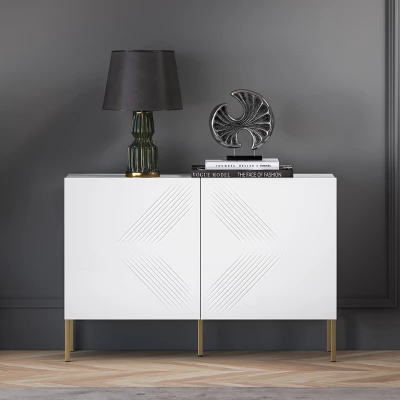 Dvoudveřová komoda ADELE 2 - bílá / zlatá