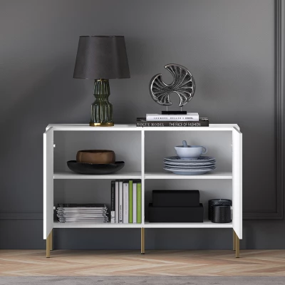 Dvoudveřová komoda ADELE 2 - bílá / zlatá