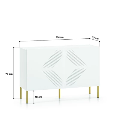 Dvoudveřová komoda ADELE 2 - bílá / zlatá