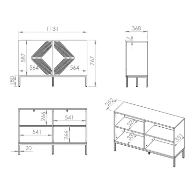 Dvoudveřová komoda ADELE 2 - bílá / zlatá