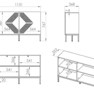 Dvoudveřová komoda ADELE 3 - bílá / černá