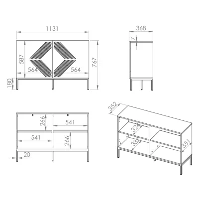 Dvoudveřová komoda ADELE 3 - bílá / černá