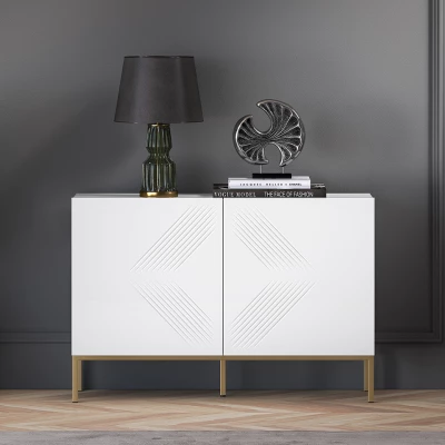 Dvoudveřová komoda ADELE 3 - bílá / zlatá