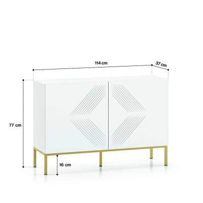 Dvoudveřová komoda ADELE 3 - bílá / zlatá