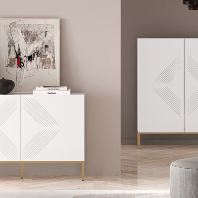 Dvoudveřová komoda ADELE 3 - bílá / zlatá