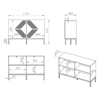 Dvoudveřová komoda ADELE 3 - bílá / zlatá