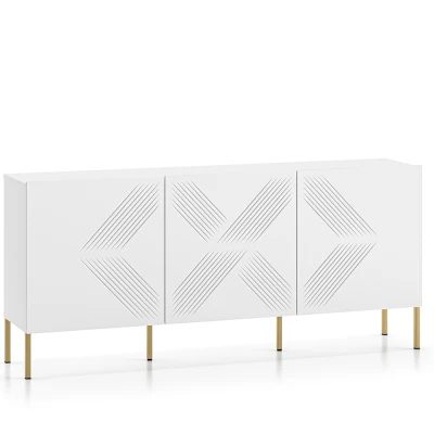 Třídveřová komoda ADELE 2 - bílá / zlatá