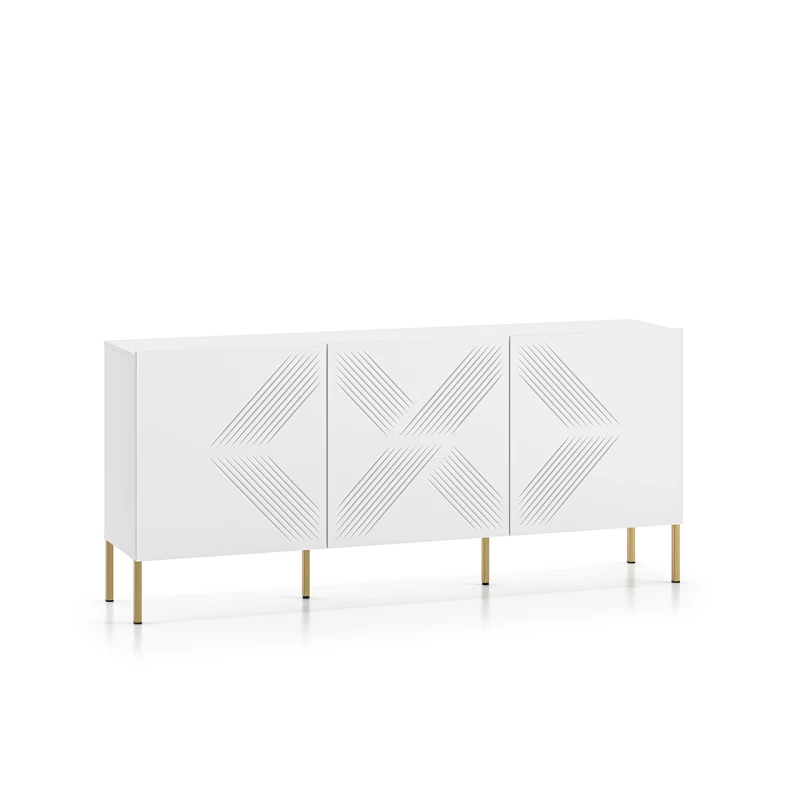 Třídveřová komoda ADELE 2 - bílá / zlatá