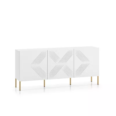 Třídveřová komoda ADELE 2 - bílá / zlatá