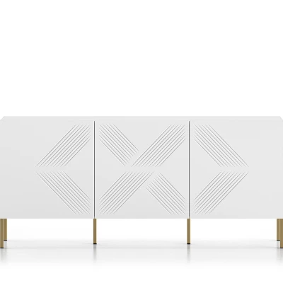 Třídveřová komoda ADELE 2 - bílá / zlatá