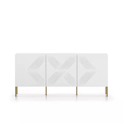 Třídveřová komoda ADELE 2 - bílá / zlatá