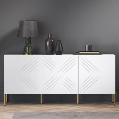 Třídveřová komoda ADELE 2 - bílá / zlatá