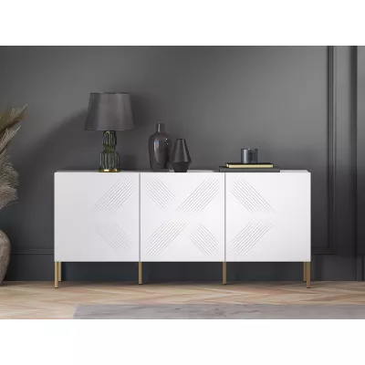 Třídveřová komoda ADELE 2 - bílá / zlatá