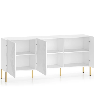 Třídveřová komoda ADELE 2 - bílá / zlatá