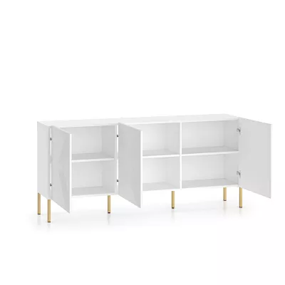 Třídveřová komoda ADELE 2 - bílá / zlatá