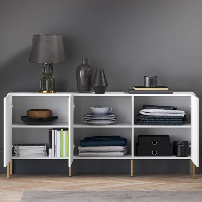 Třídveřová komoda ADELE 2 - bílá / zlatá