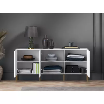 Třídveřová komoda ADELE 2 - bílá / zlatá