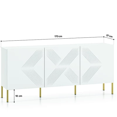 Třídveřová komoda ADELE 2 - bílá / zlatá
