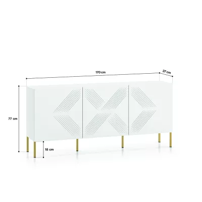Třídveřová komoda ADELE 2 - bílá / zlatá